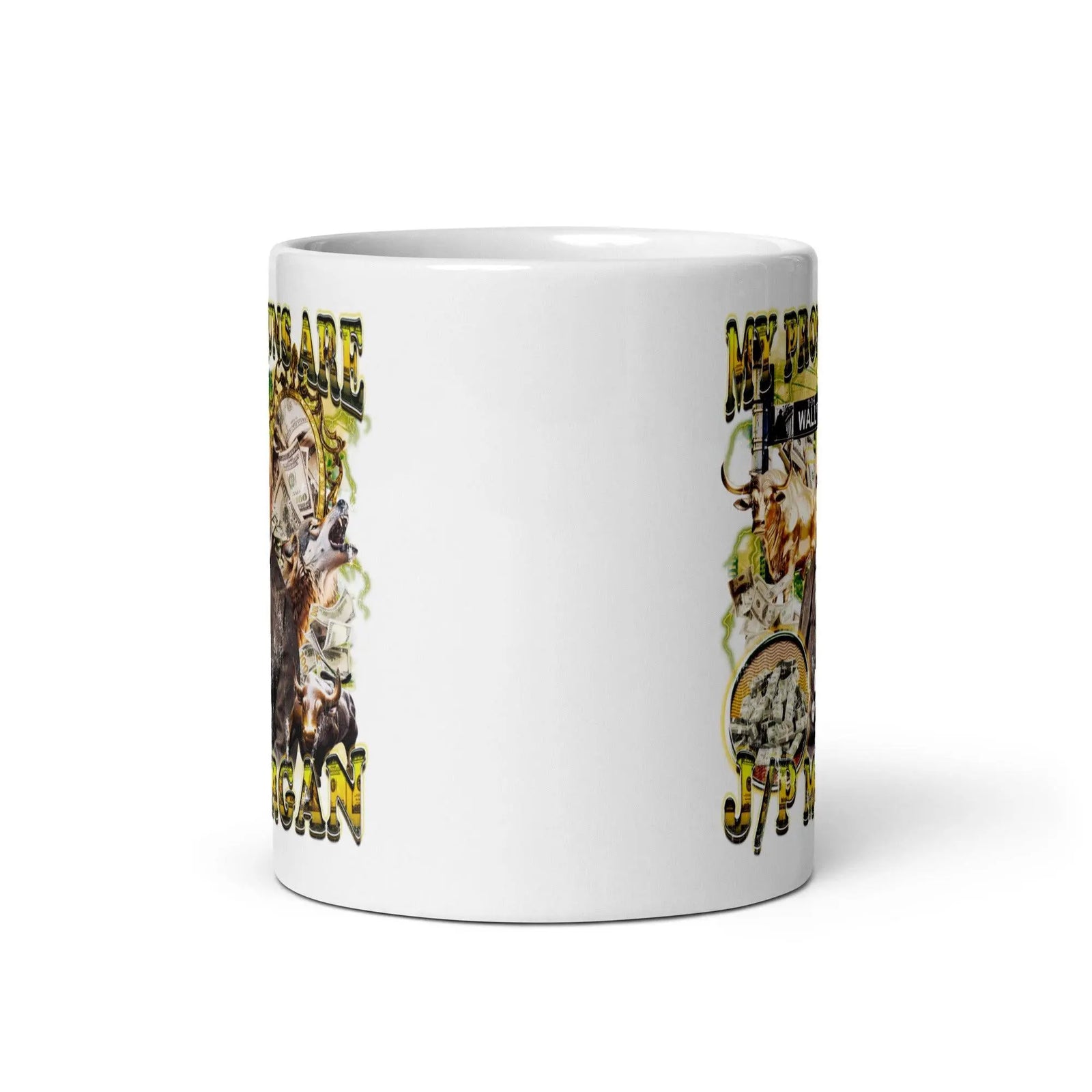 My Pronouns are J_P Morgan White glossy mug - Orbital Clothing