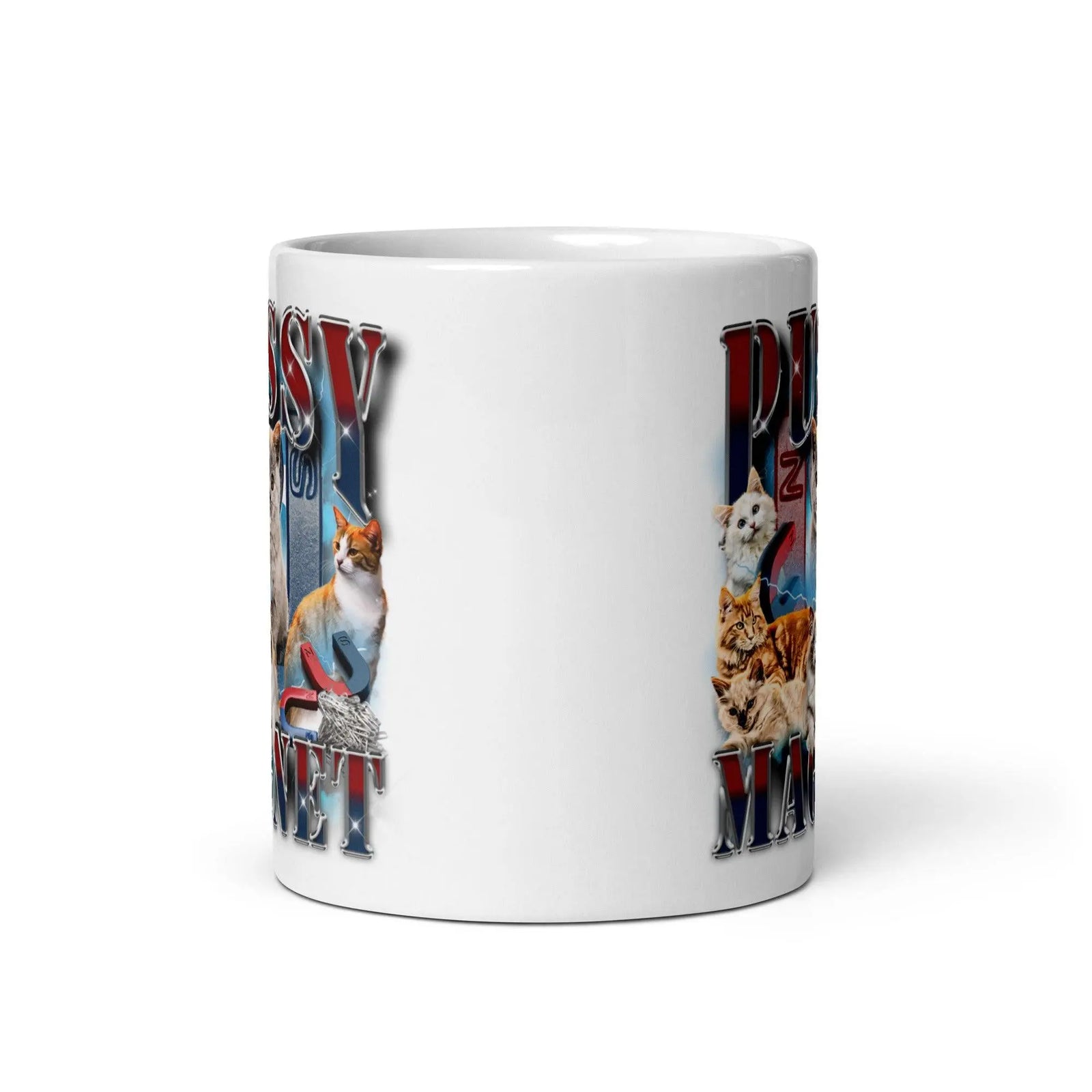 Pussy Magnet White glossy mug - Orbital Clothing