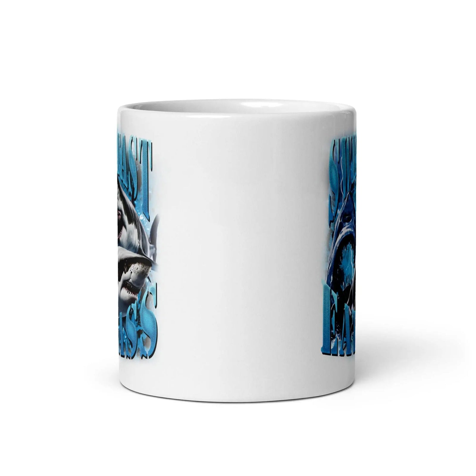 Swim Fast Eat Ass White glossy mug - Orbital Clothing