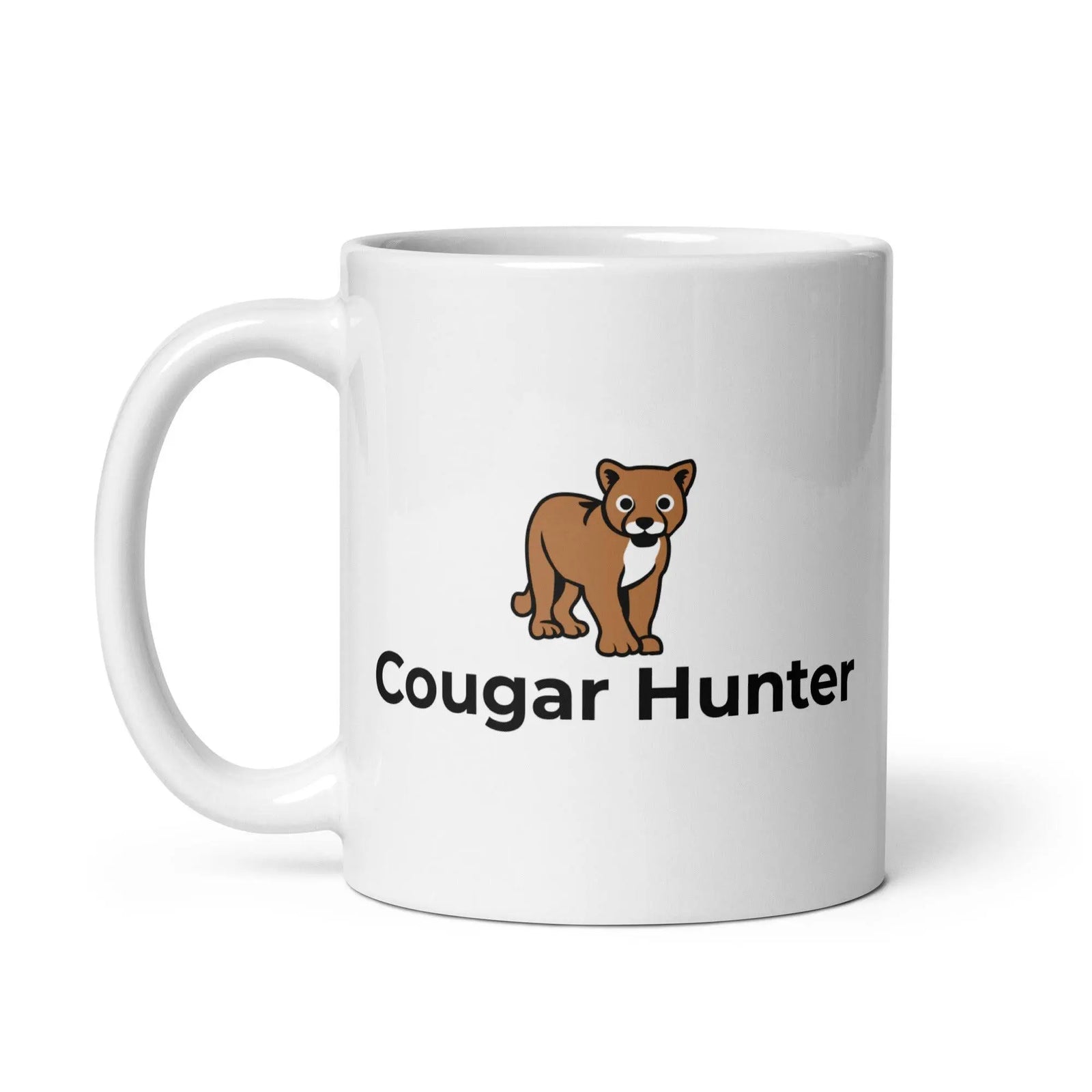 Cougar Hunter White glossy mug - Orbital Clothing