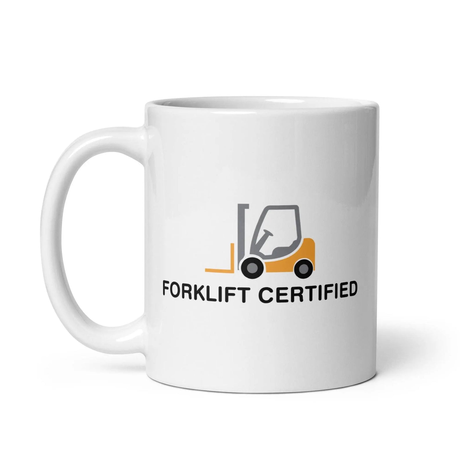 Forklift Certified White glossy mug - Orbital Clothing