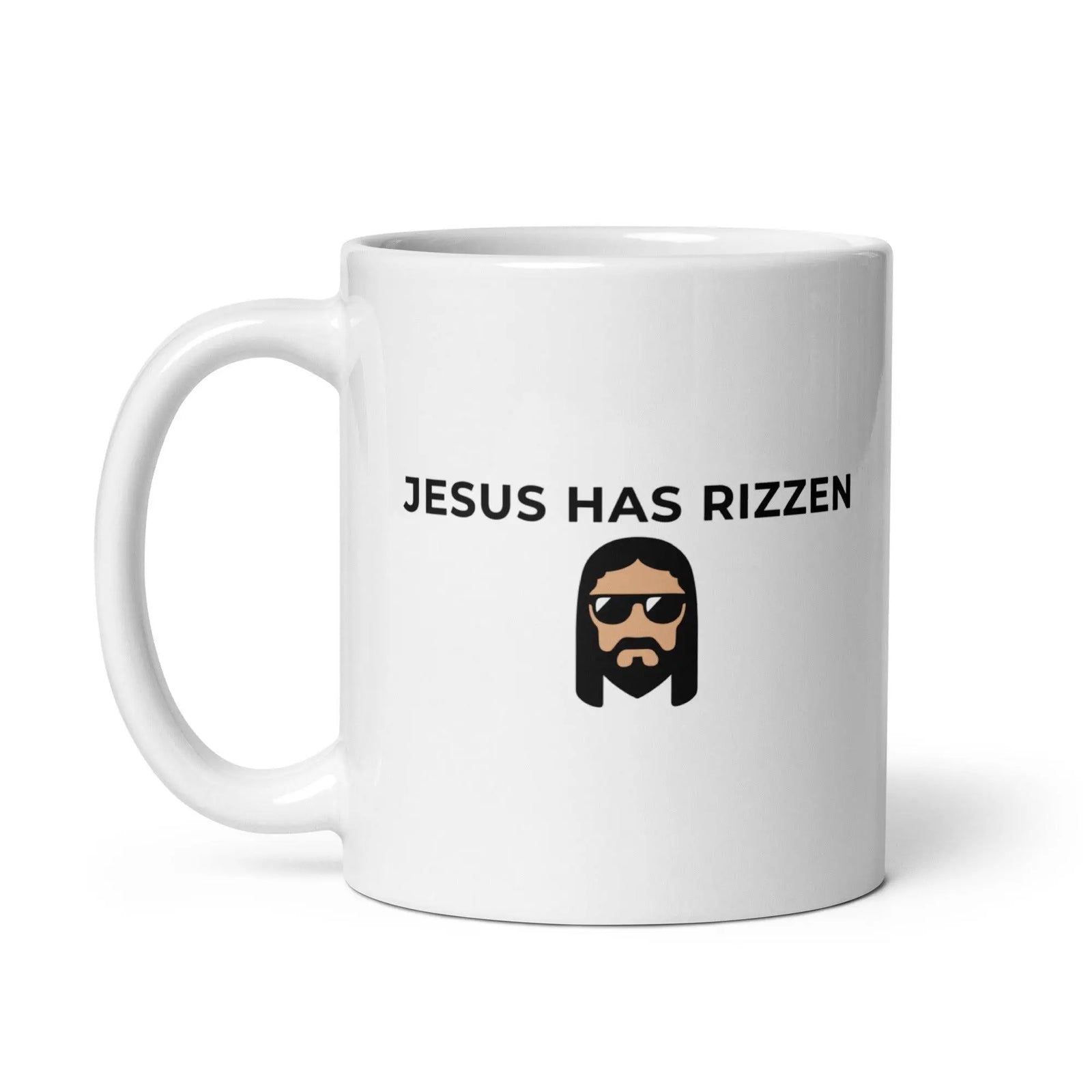 Jesus has Rizzen White glossy mug - Orbital Clothing
