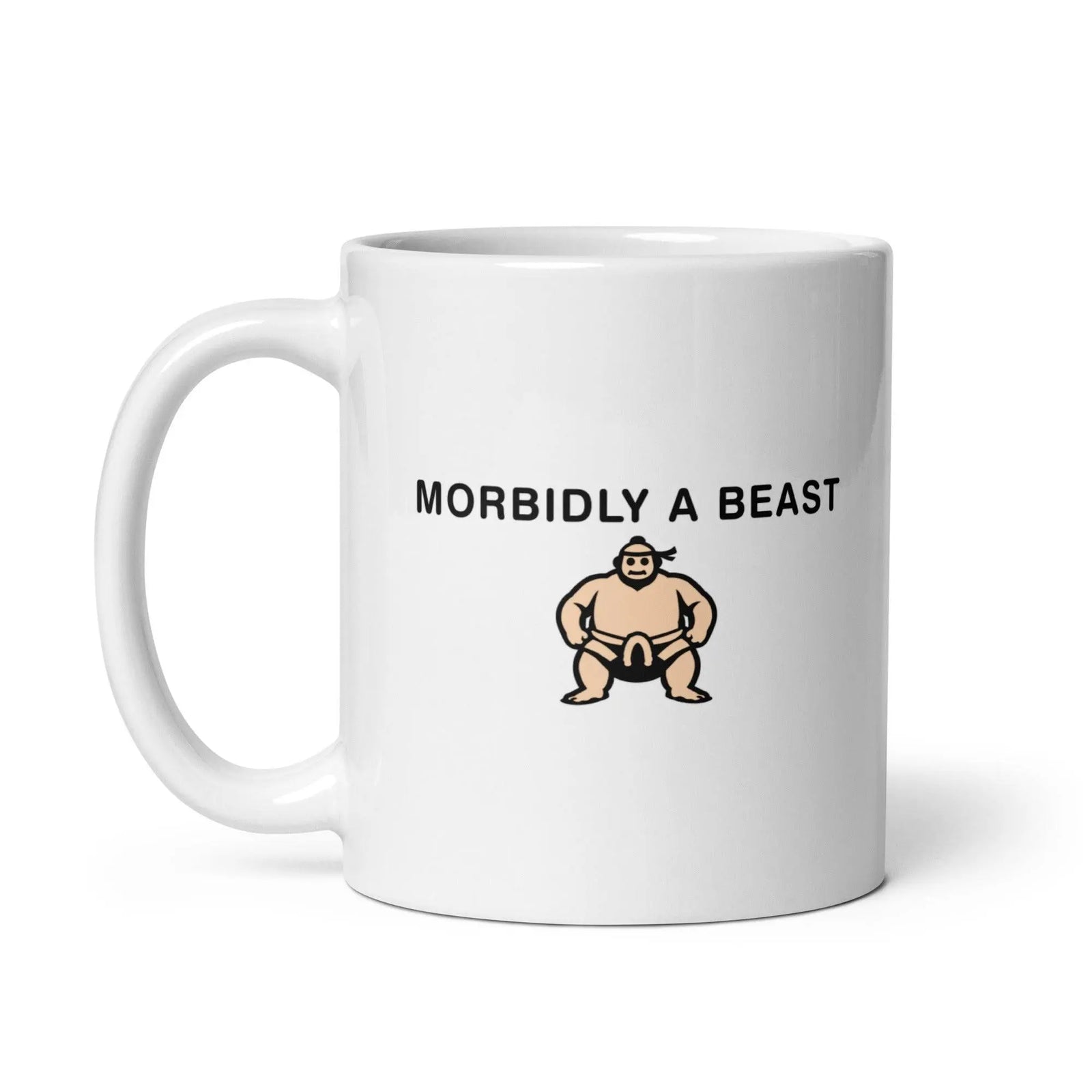 Morbidly a Beast White glossy mug - Orbital Clothing