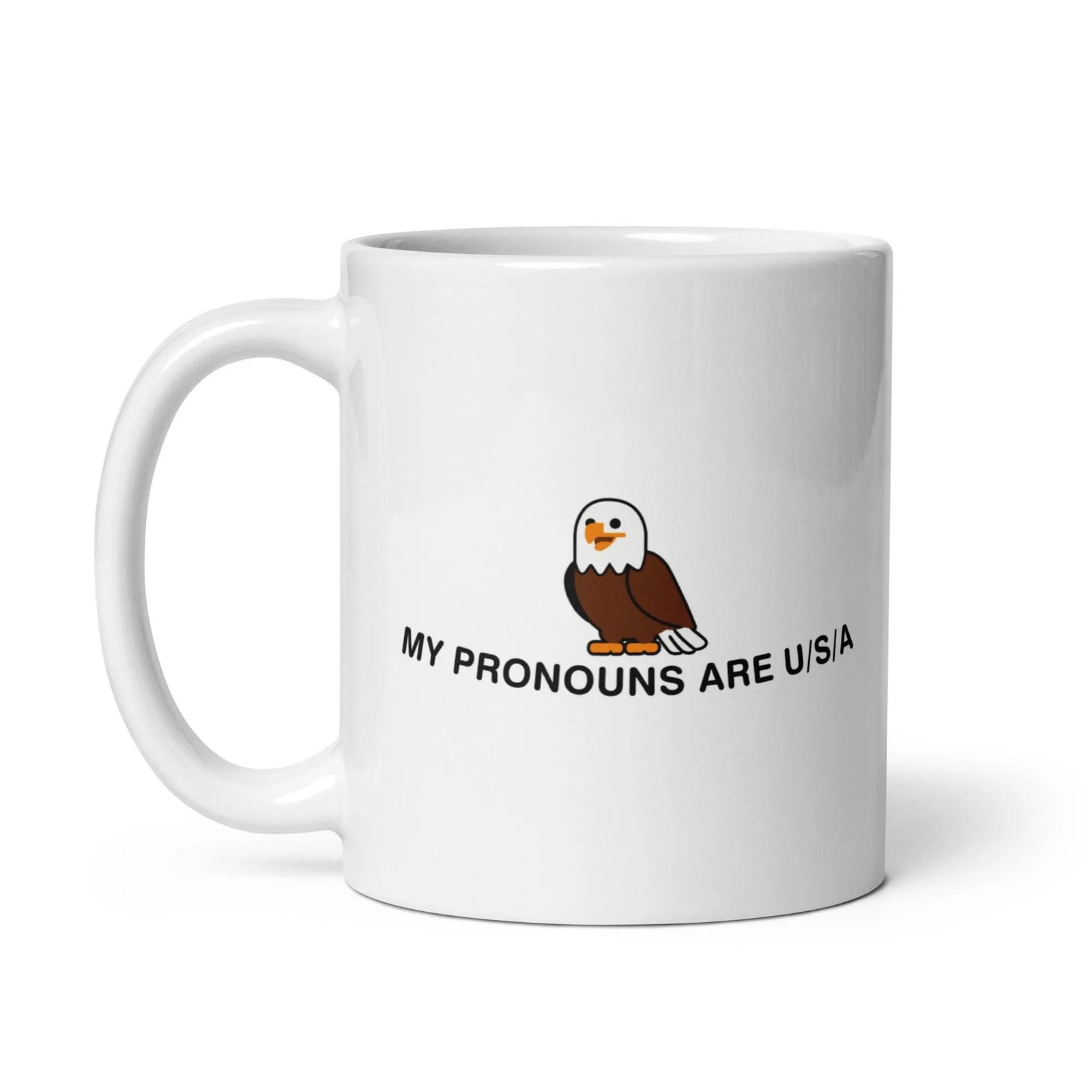 My Pronouns are U/S/A cartoon White glossy mug - Orbital Clothing
