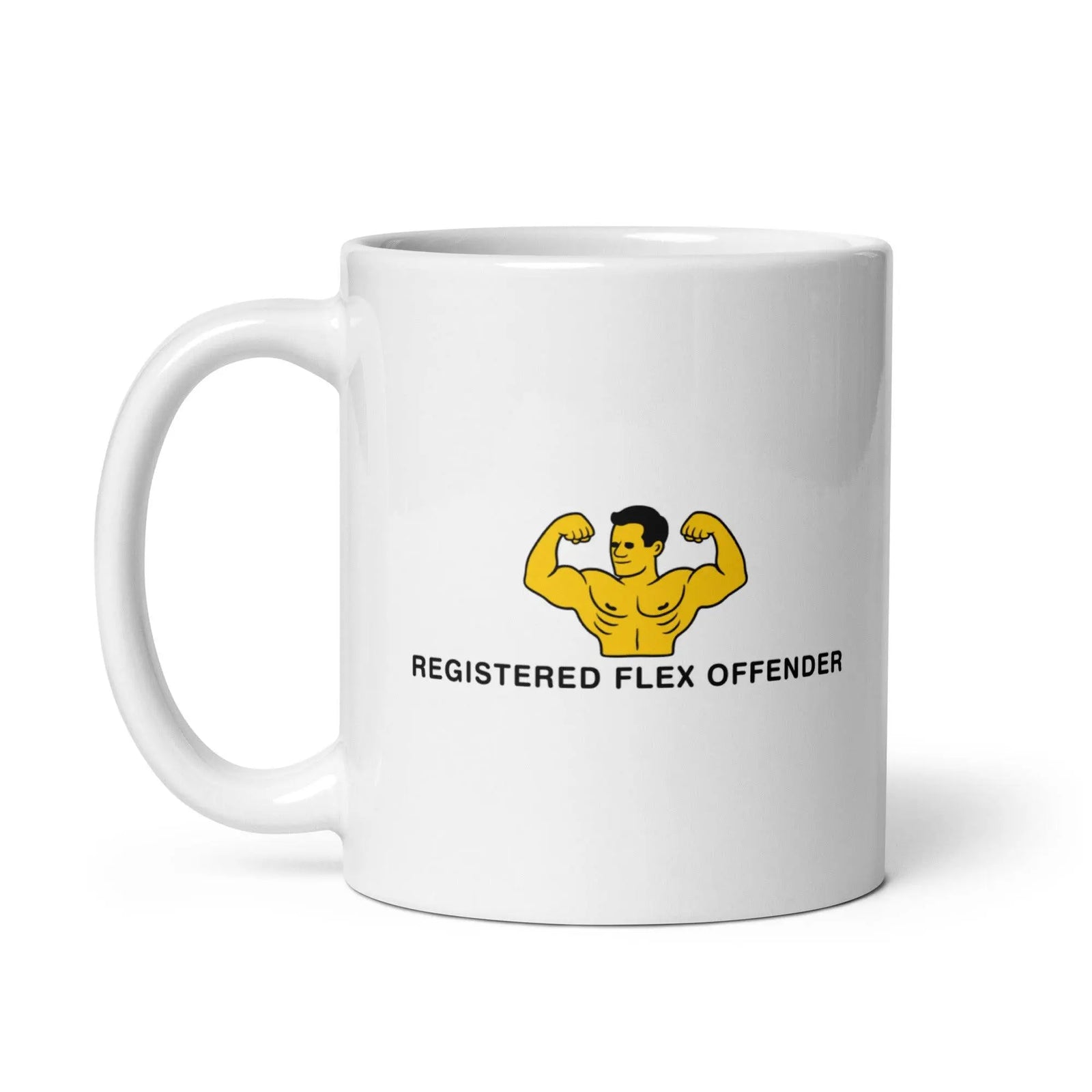 Registered Flex Offender White glossy mug - Orbital Clothing