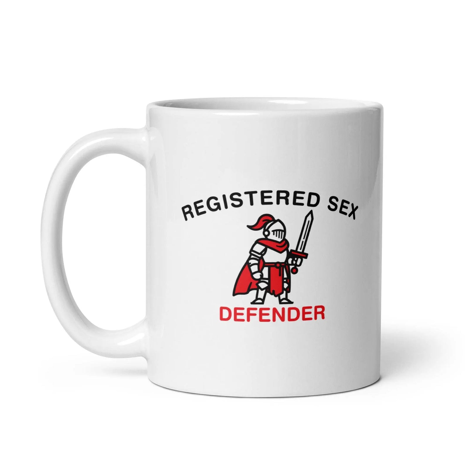 Registered Sex Defender White glossy mug - Orbital Clothing