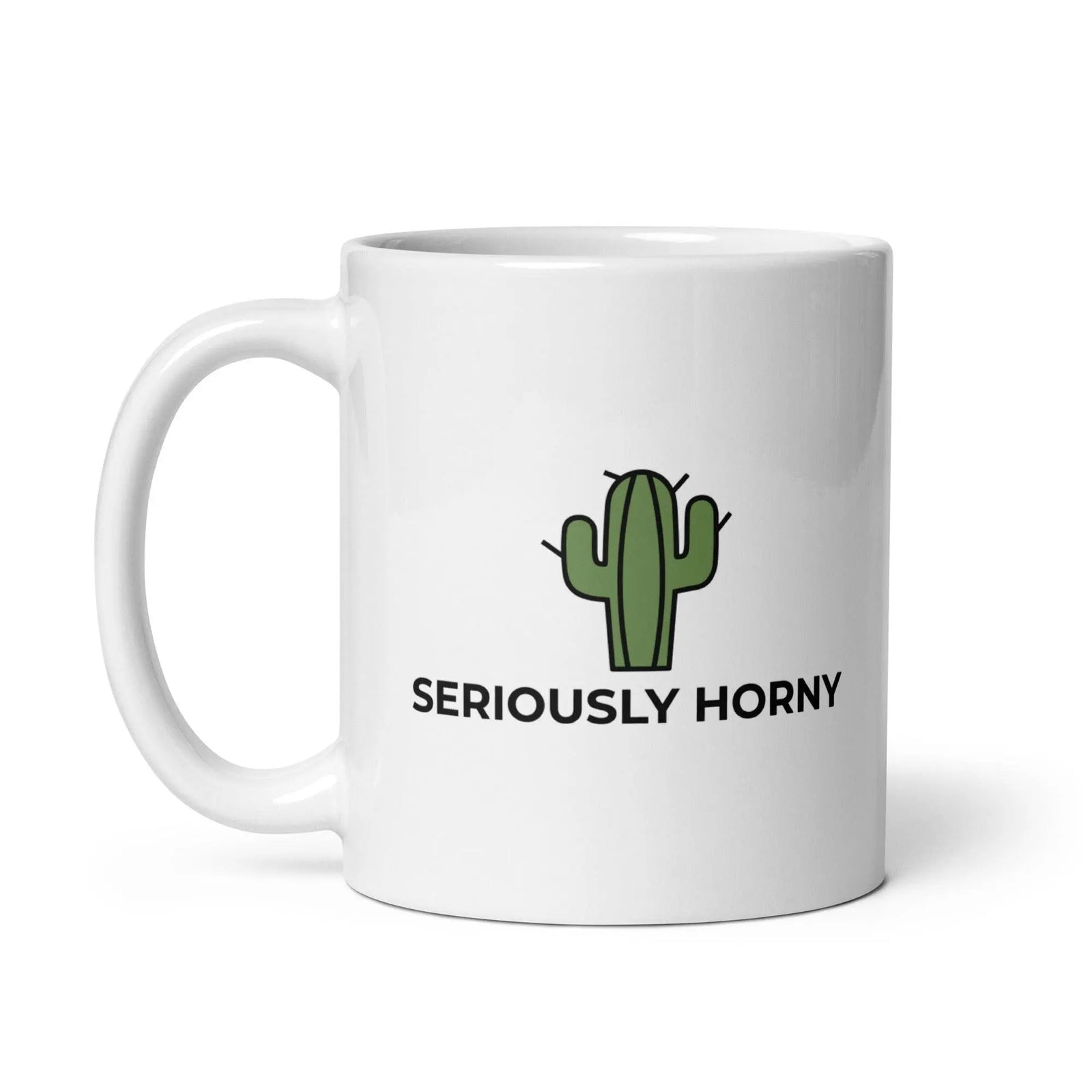 Seriously Horny White glossy mug - Orbital Clothing
