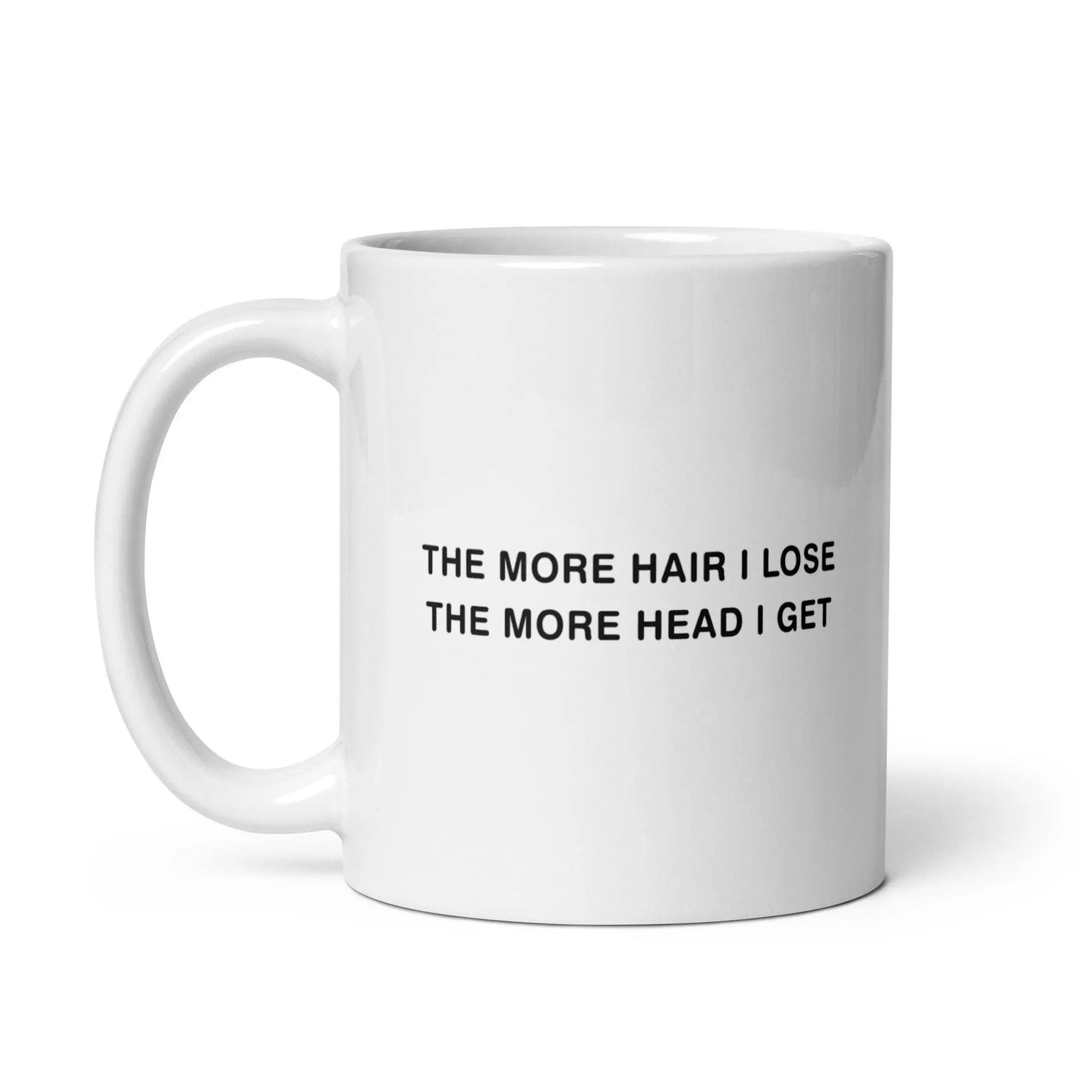 The More Hair I Lose The More Head I Get White glossy mug - Orbital Clothing