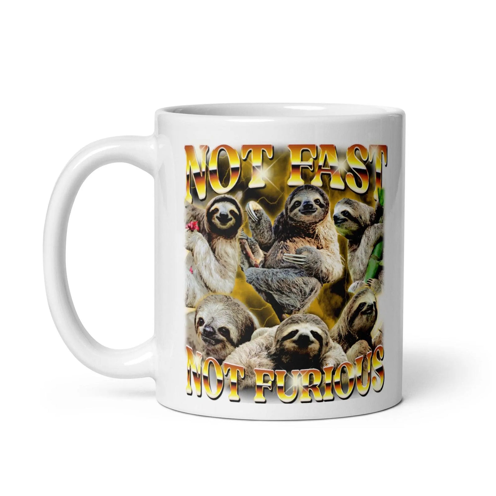 Not Fast Not Furious White glossy mug - Orbital Clothing