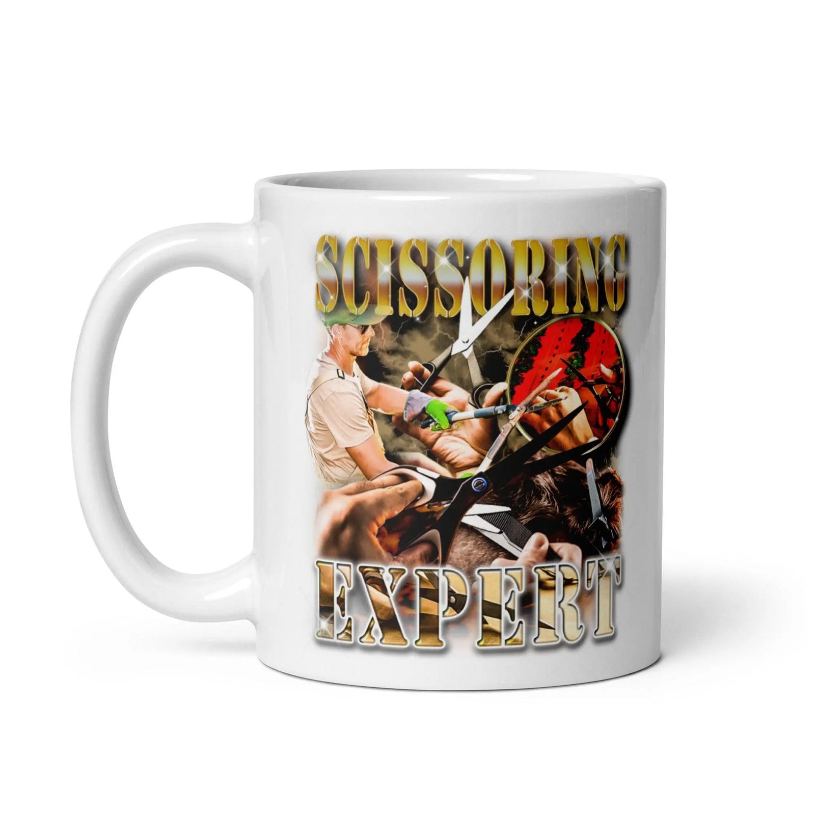 Scissoring Expert White glossy mug - Orbital Clothing