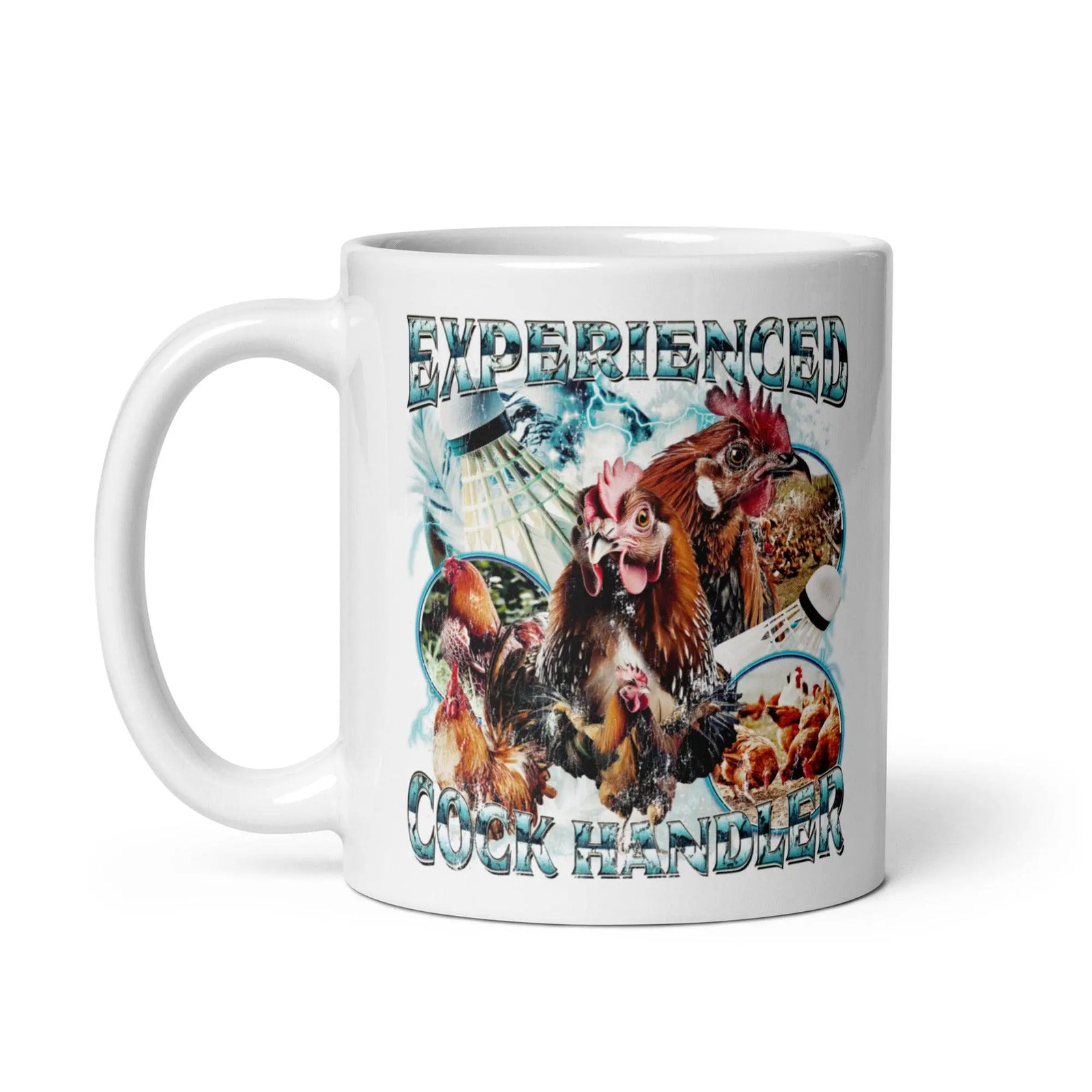 Experienced Cock Handler White glossy mug - Orbital Clothing
