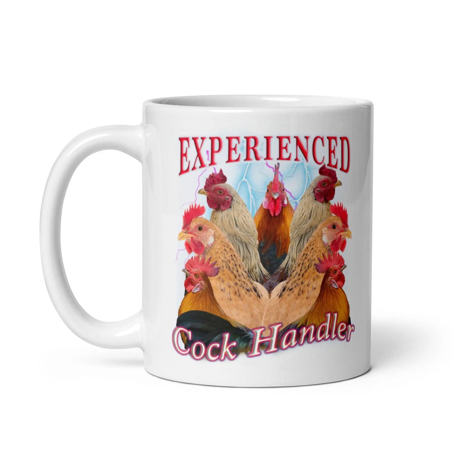 Experienced Cock Handler White glossy mug - Orbital Clothing