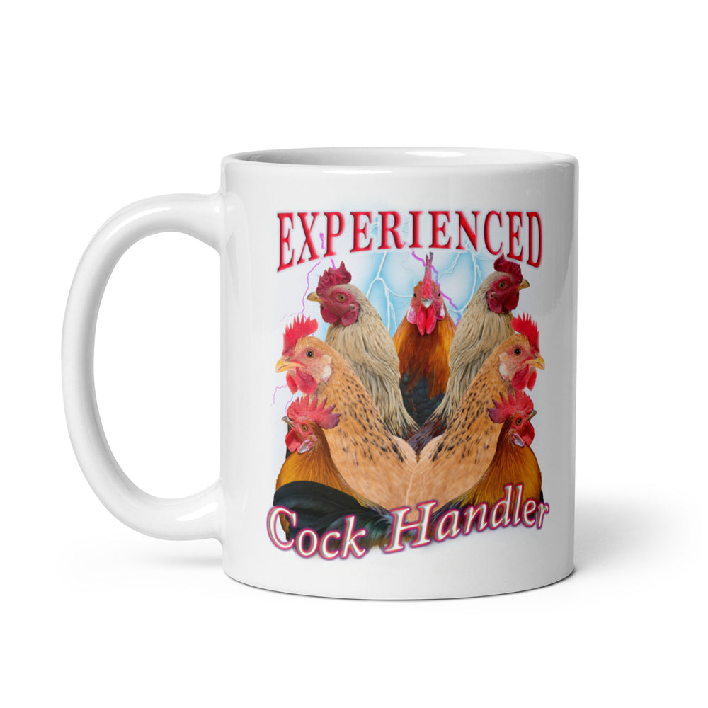 Experienced Cock Handler White glossy mug