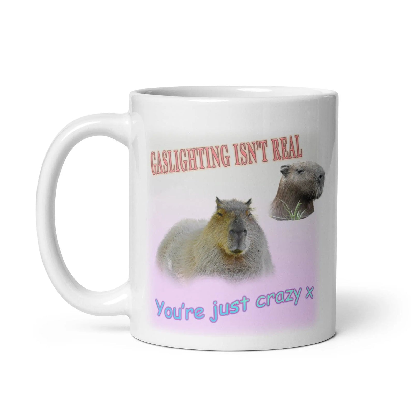 Gaslighting isn't Real White glossy mug - Orbital Clothing