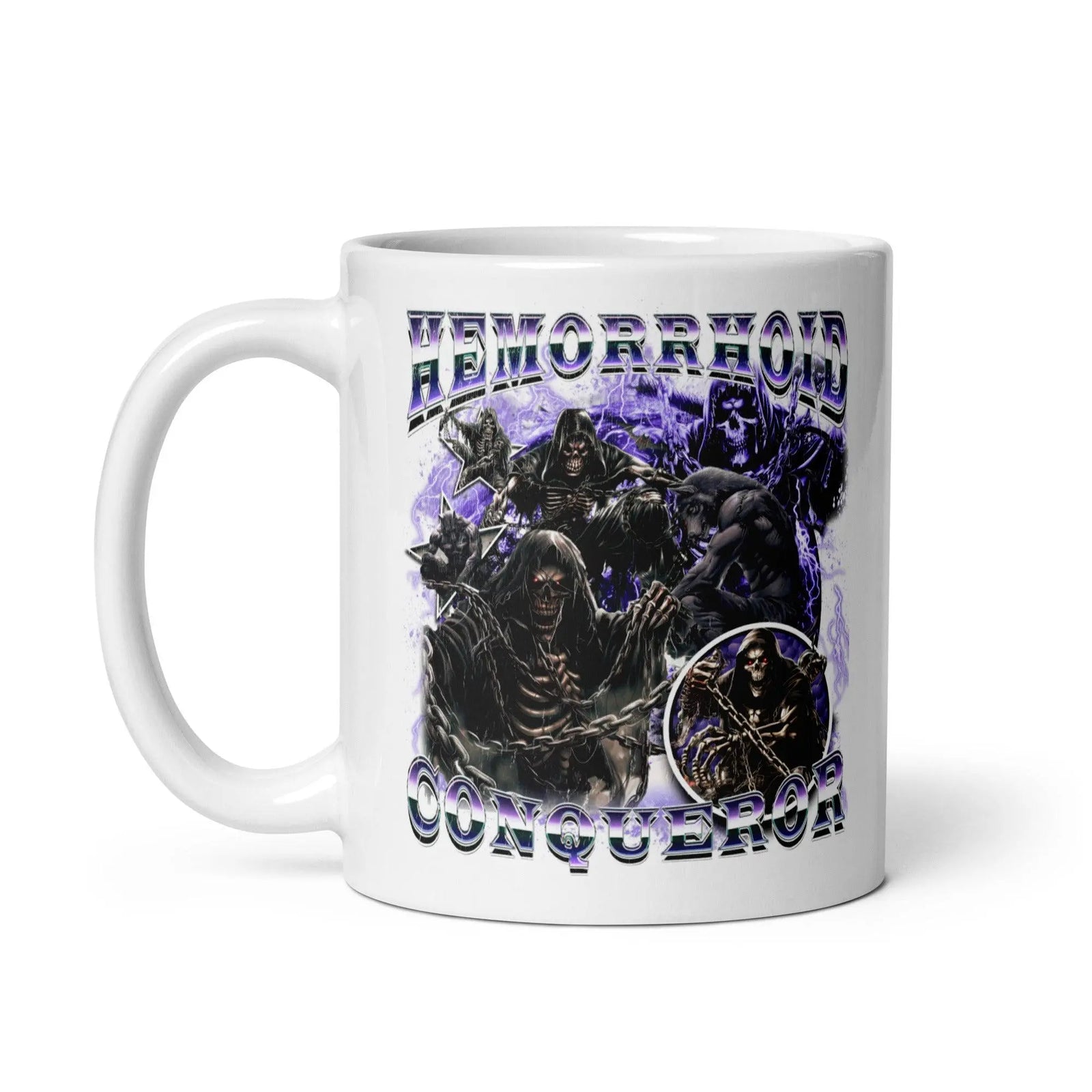 Hemorrhoid Conqueror White glossy mug - Orbital Clothing