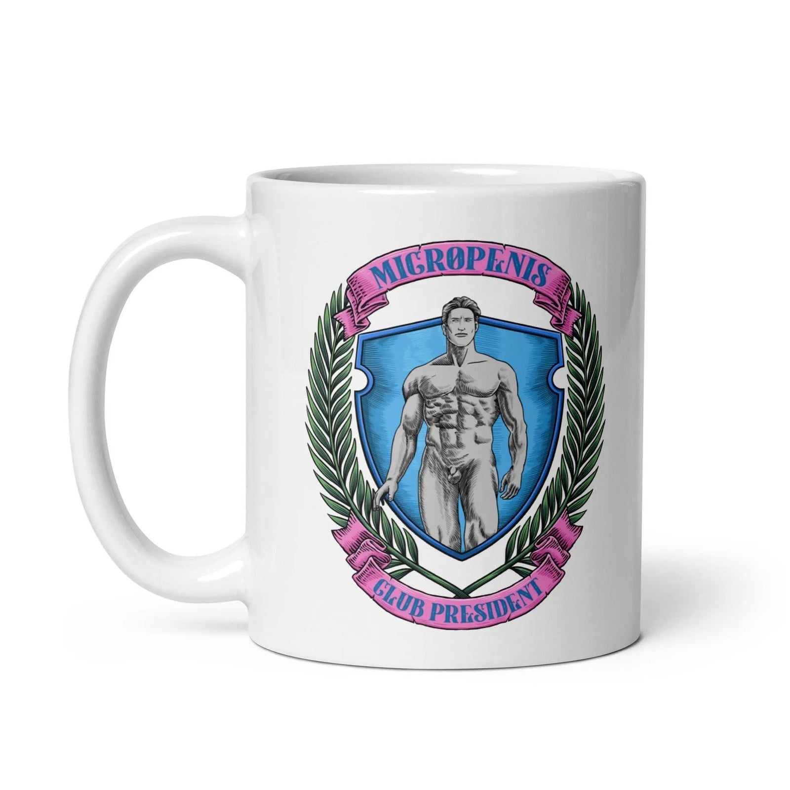 Micro Penis Club President White glossy mug - Orbital Clothing