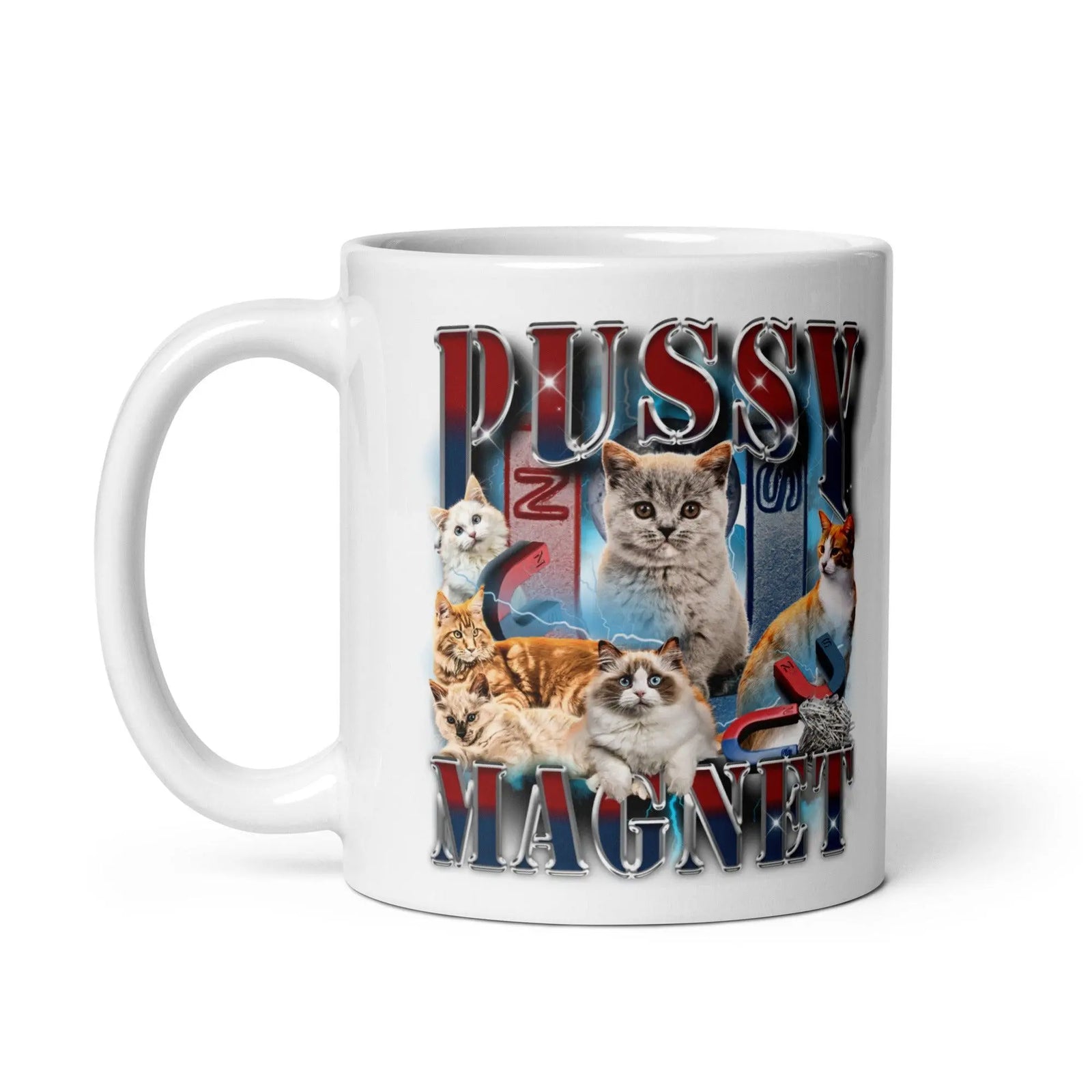 Pussy Magnet White glossy mug - Orbital Clothing