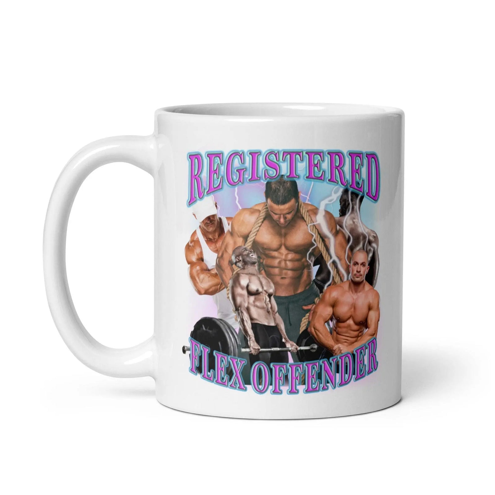 Registered Flex Offender White glossy mug - Orbital Clothing