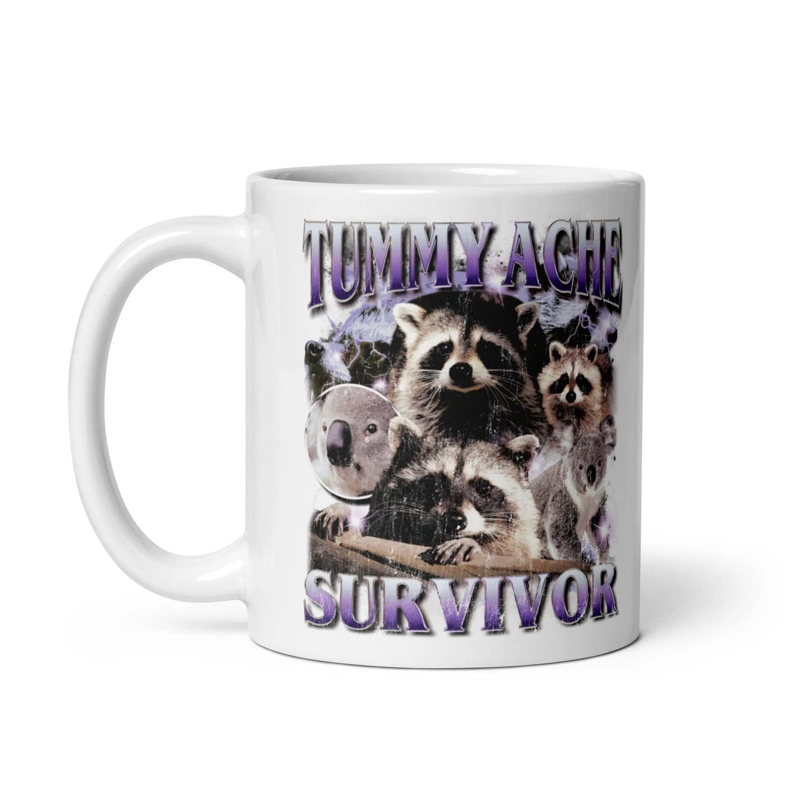 Tummy Ache Survivor White glossy mug - Orbital Clothing