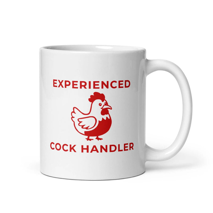 Experienced Cock Handler White glossy mug - Orbital Clothing