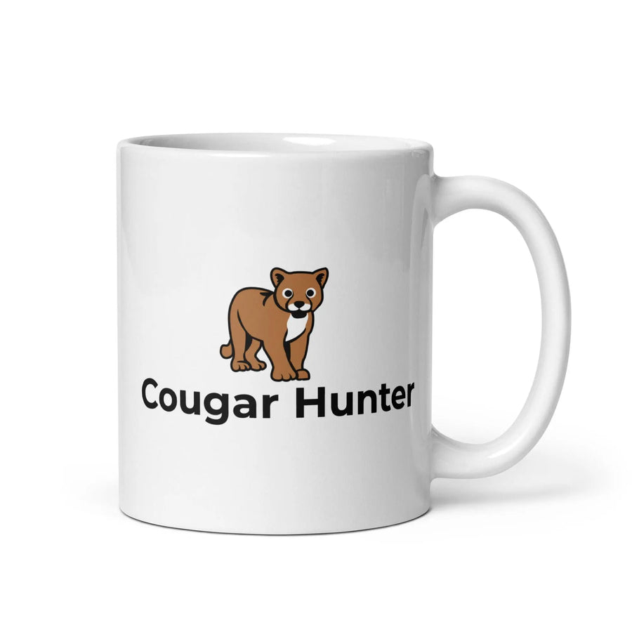 Cougar Hunter White glossy mug - Orbital Clothing