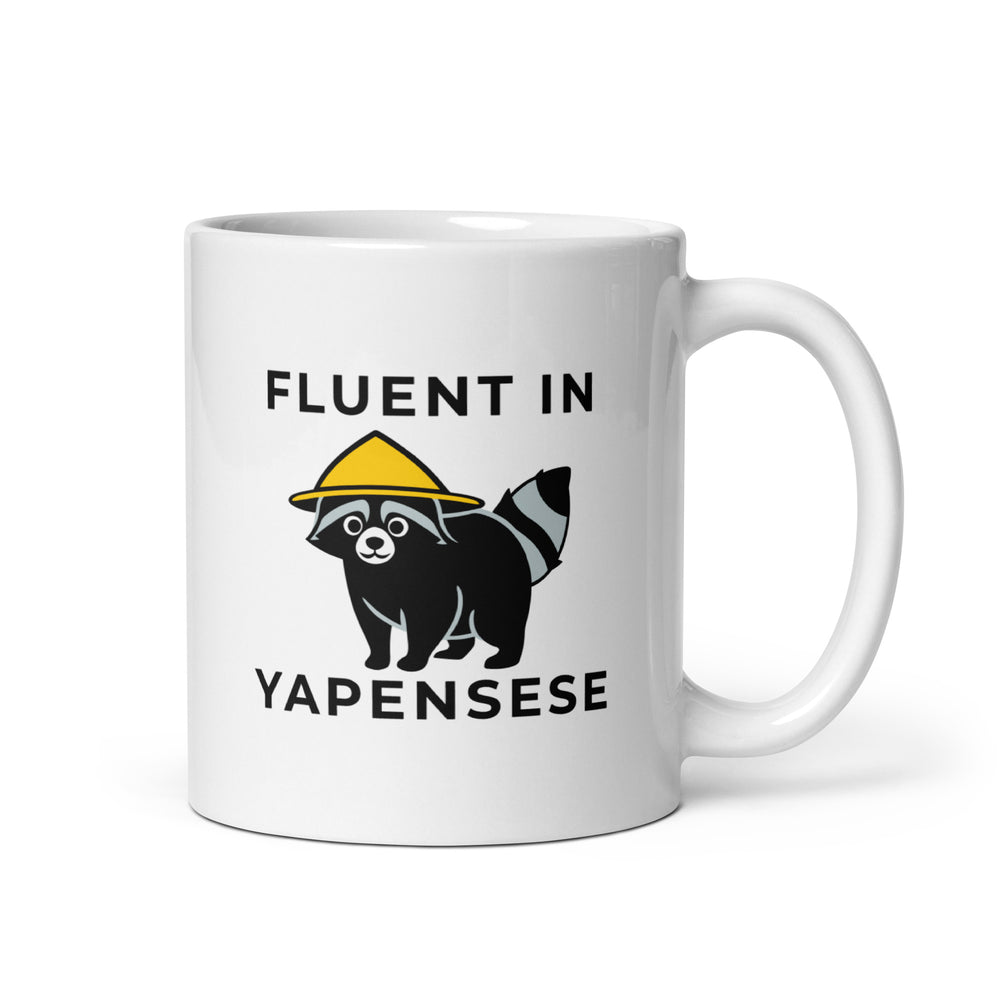 Fluent in Yapenese White glossy mug