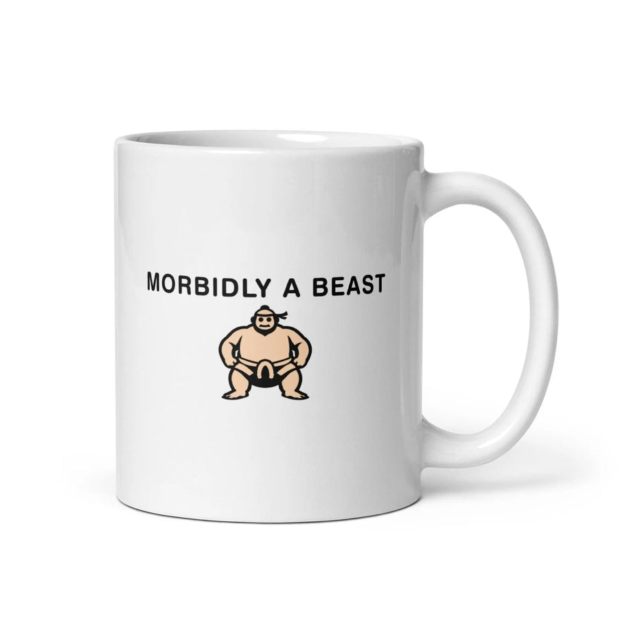 Morbidly a Beast White glossy mug - Orbital Clothing