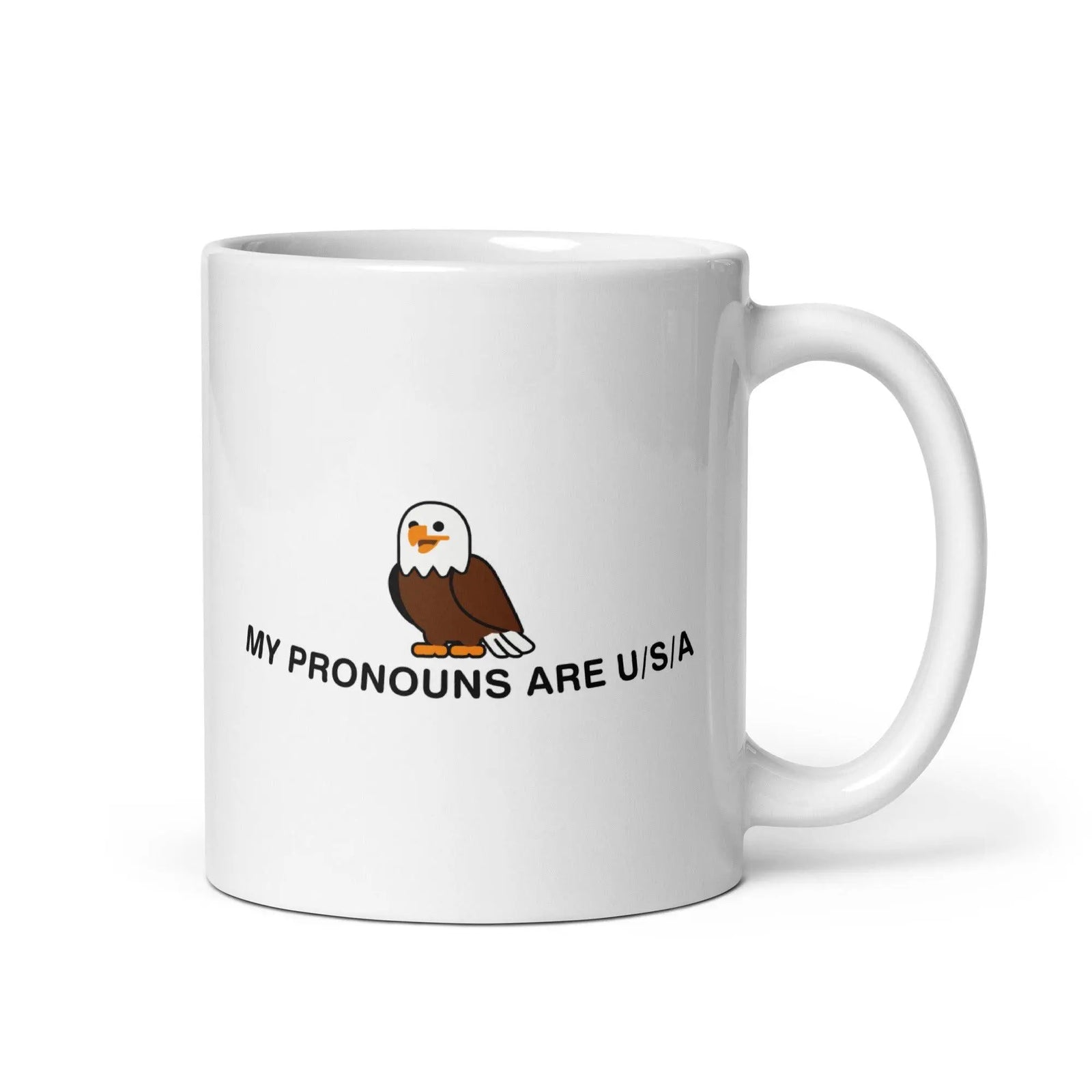 My Pronouns are U/S/A cartoon White glossy mug - Orbital Clothing