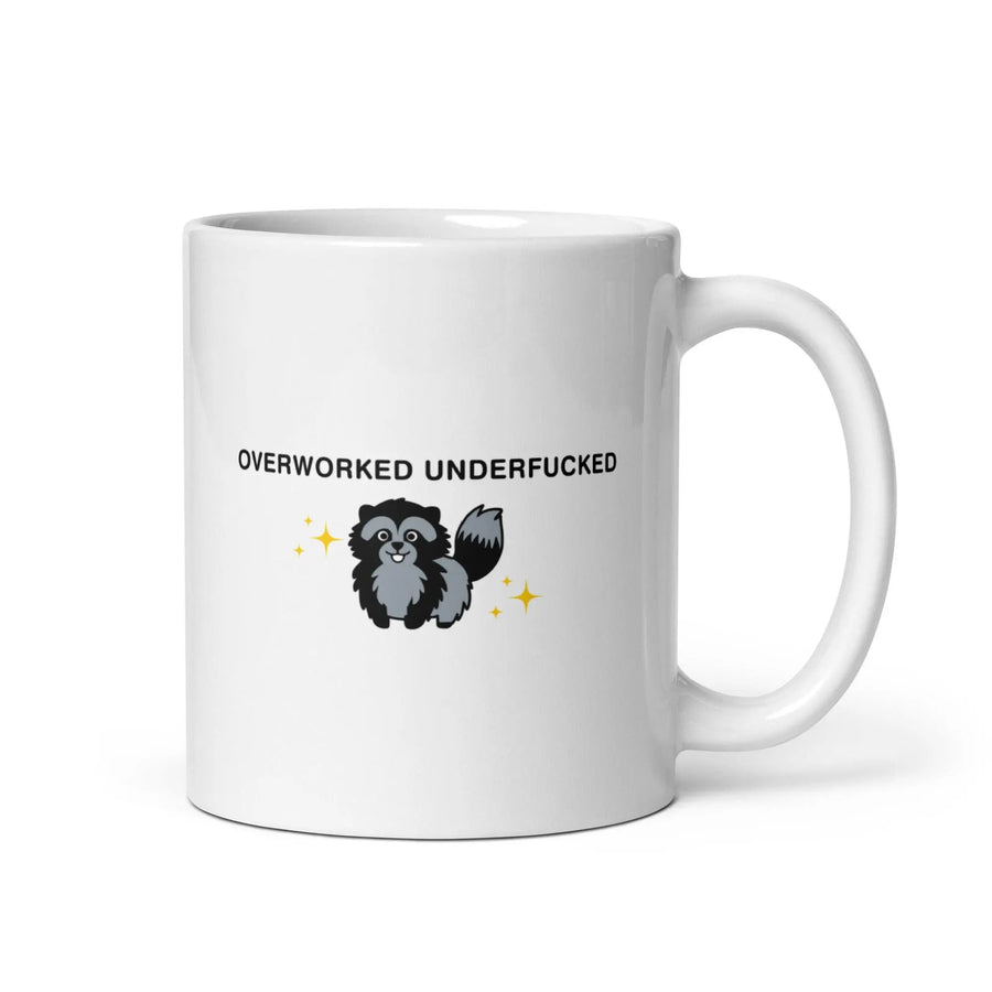 Overworked Underfucked White glossy mug - Orbital Clothing