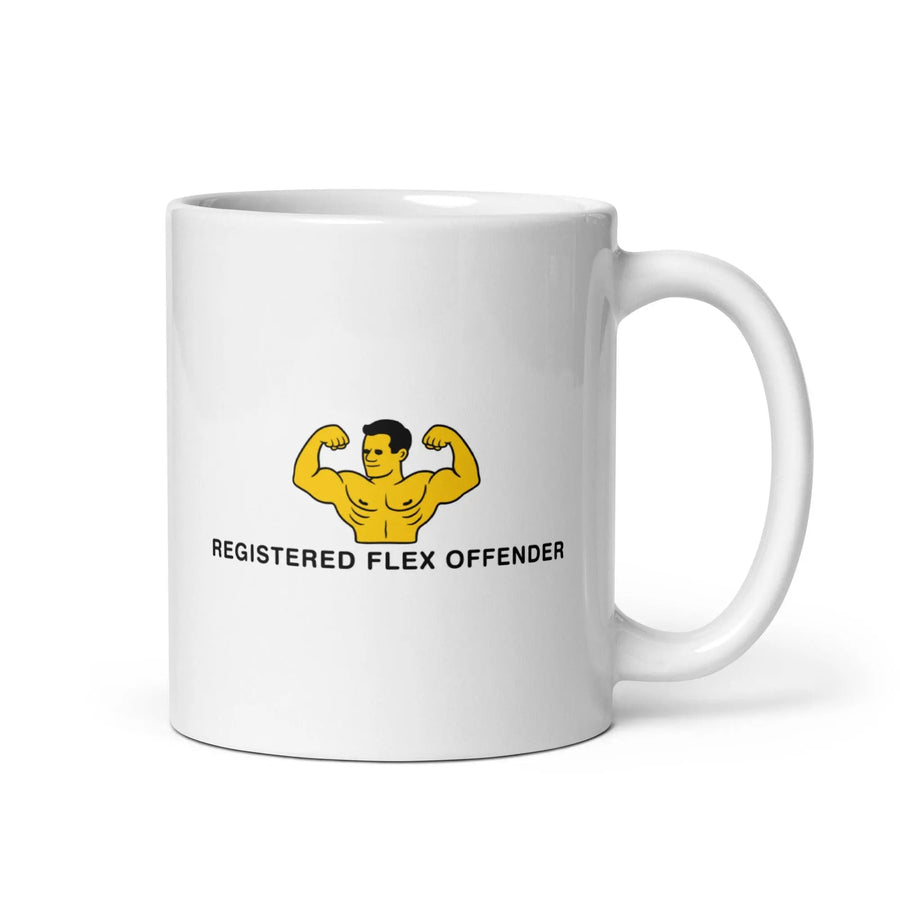 Registered Flex Offender White glossy mug - Orbital Clothing