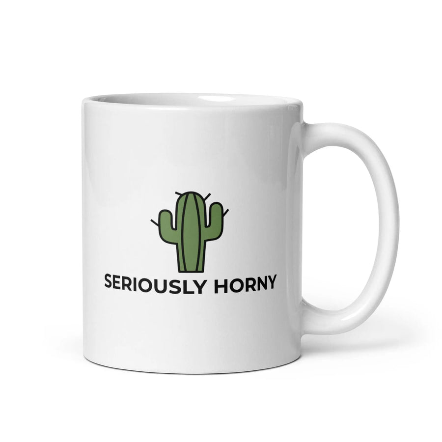 Seriously Horny White glossy mug - Orbital Clothing