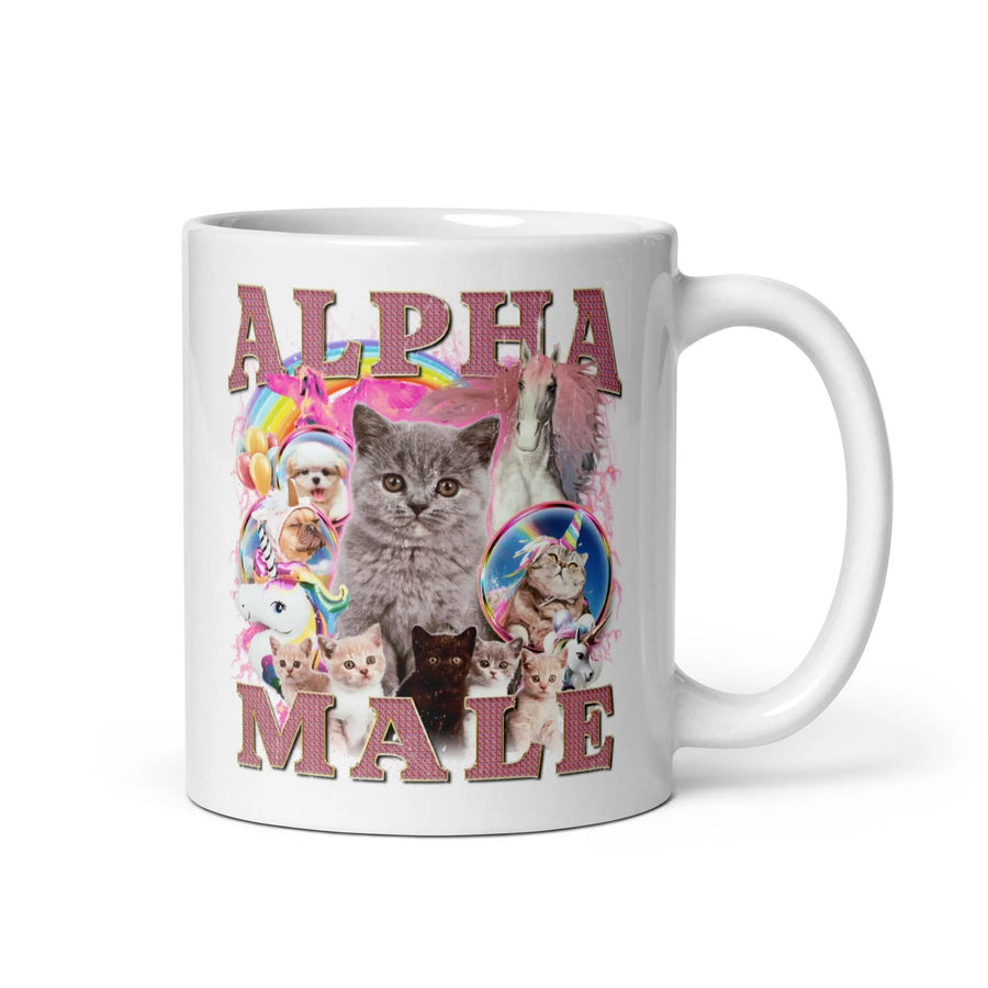 Alpha Male White glossy mug - Orbital Clothing