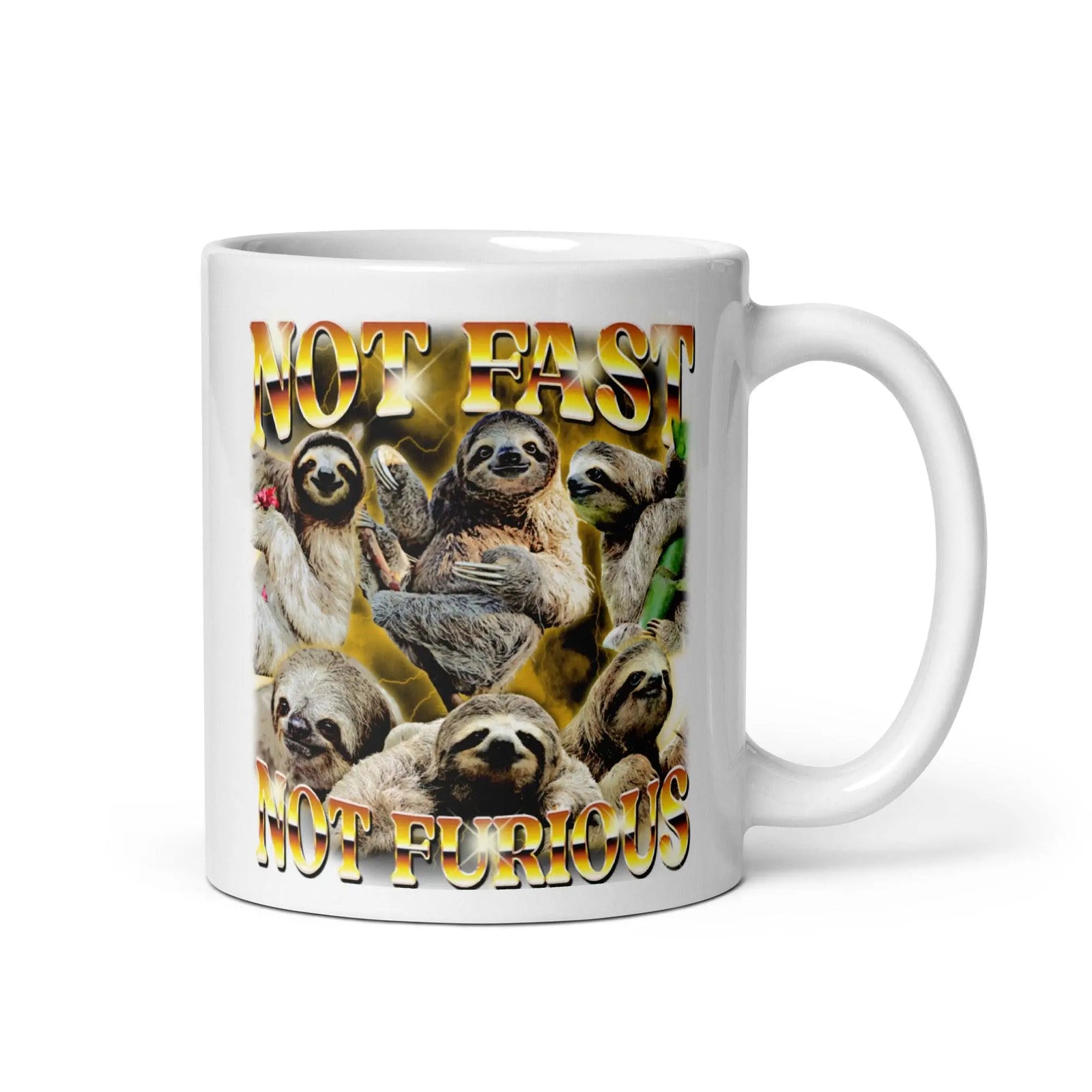 Not Fast Not Furious White glossy mug - Orbital Clothing