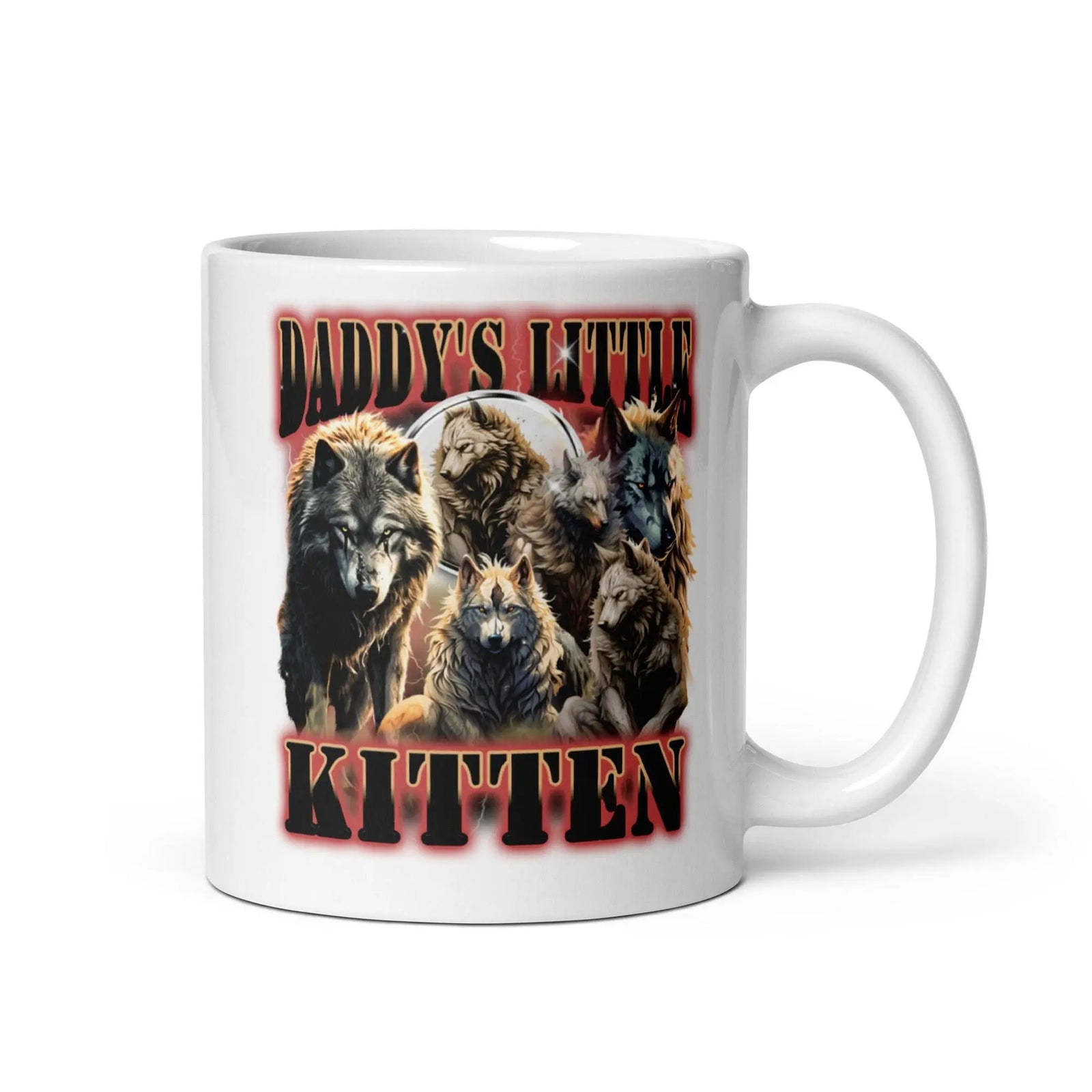 Daddy's Little Kitten White glossy mug - Orbital Clothing