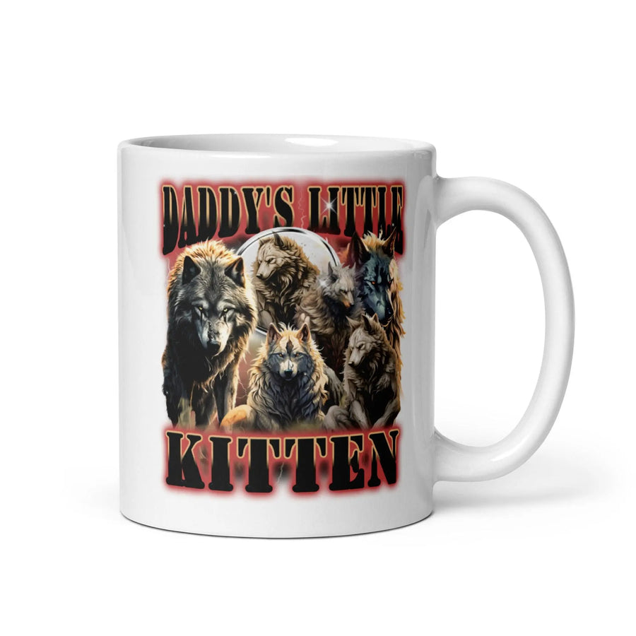 Daddy's Little Kitten White glossy mug - Orbital Clothing