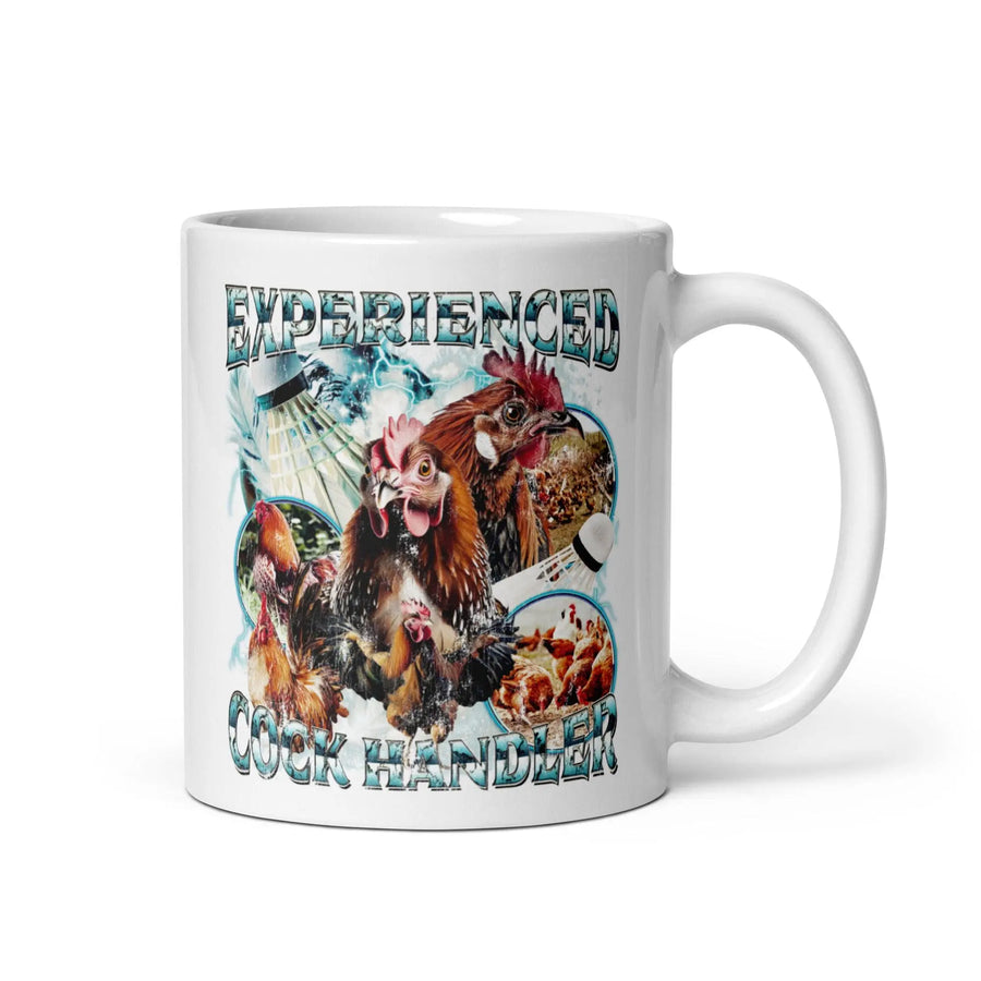 Experienced Cock Handler White glossy mug - Orbital Clothing