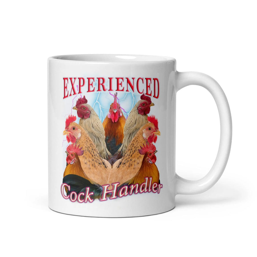 Experienced Cock Handler White glossy mug - Orbital Clothing