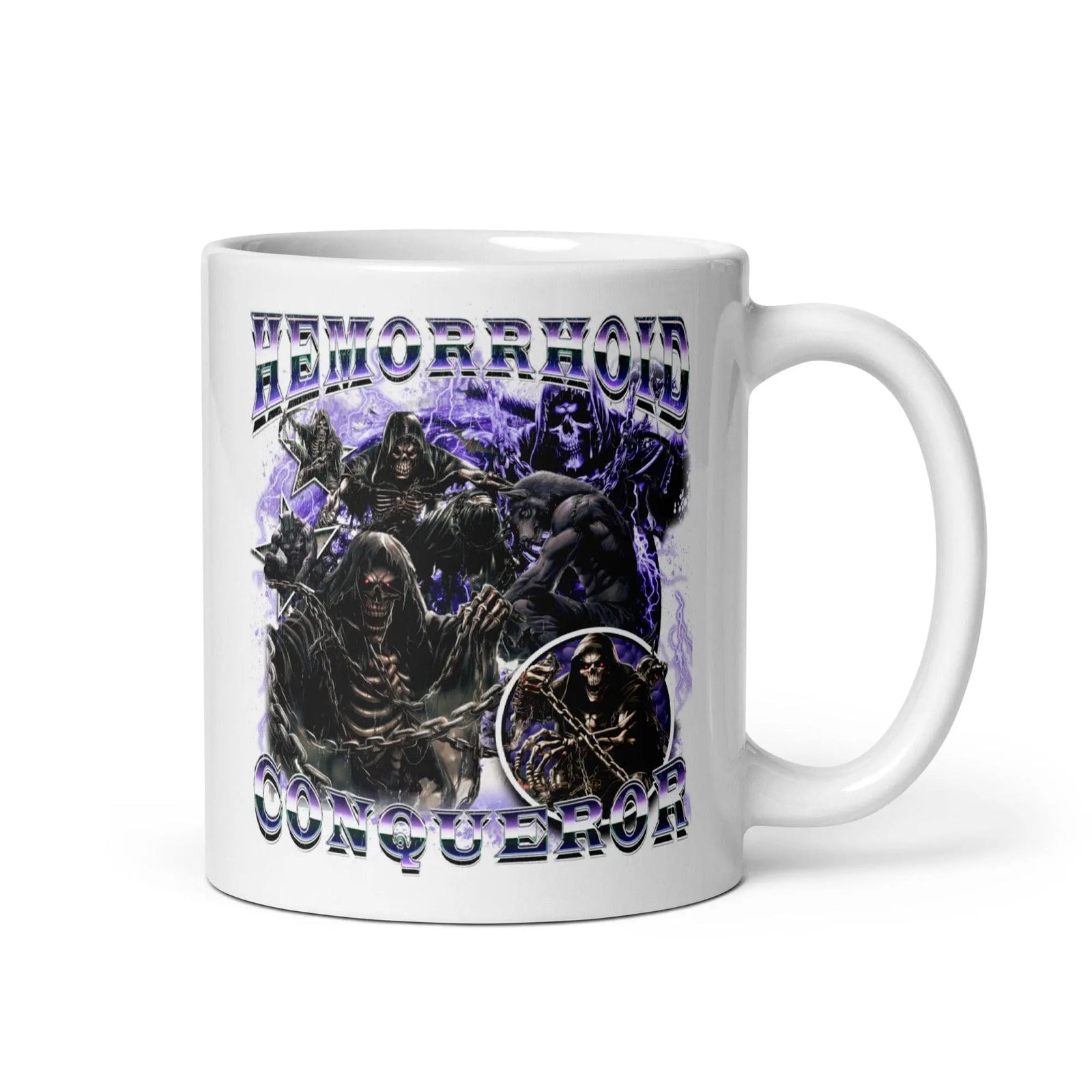 Hemorrhoid Conqueror White glossy mug - Orbital Clothing