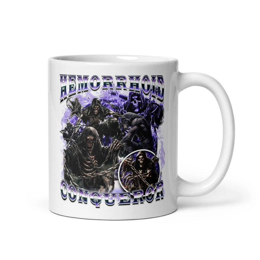 Hemorrhoid Conqueror White glossy mug - Orbital Clothing