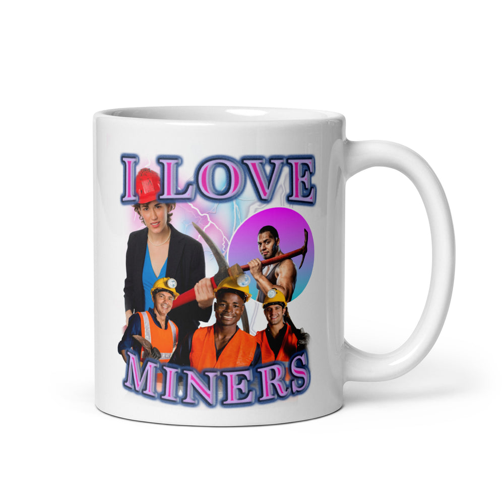 I Love Miners White glossy mug