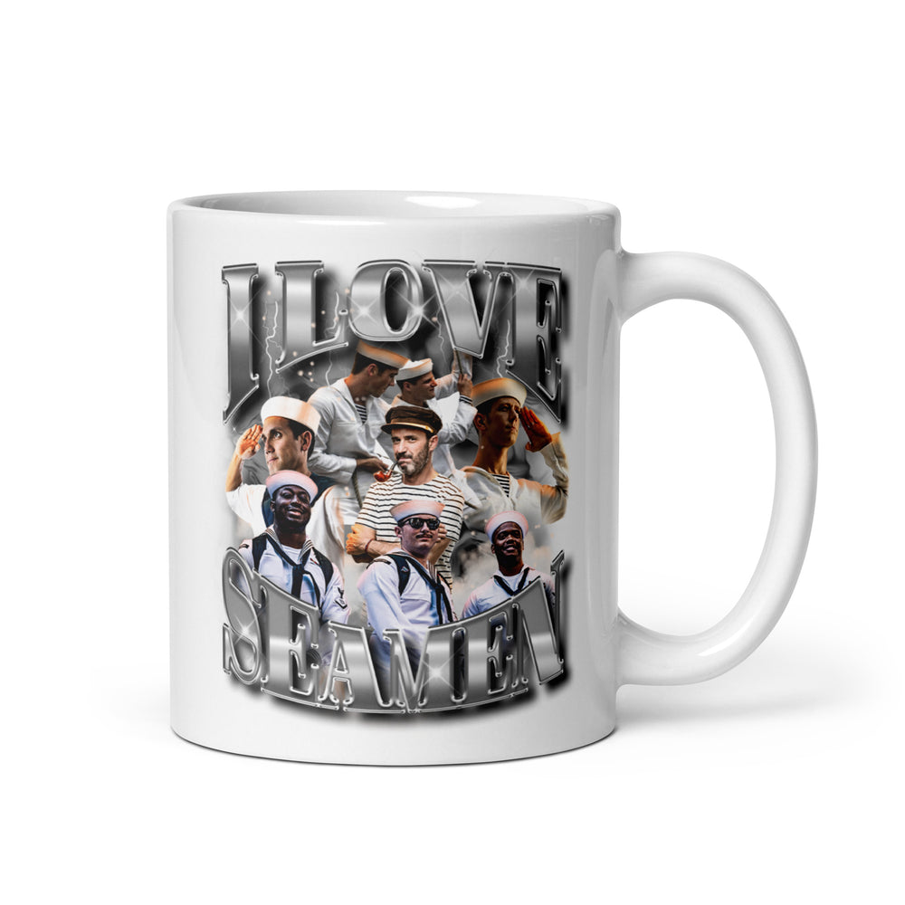 I Love Seamen White glossy mug