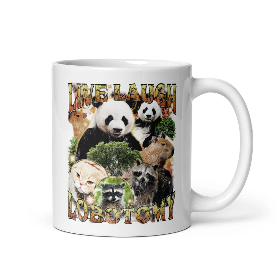 Live Laugh Lobotomy White glossy mug - Orbital Clothing