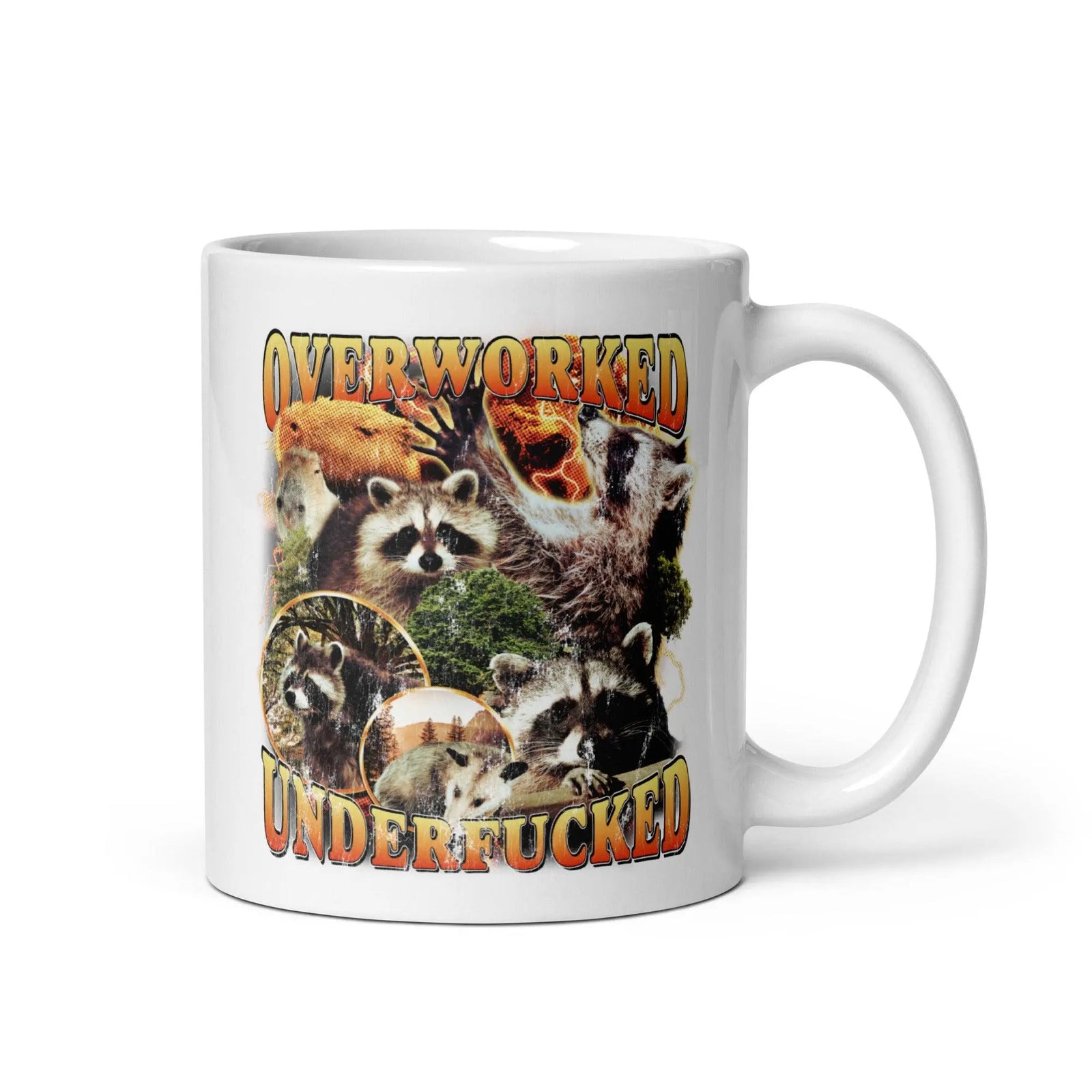 Overworked Underfucked White glossy mug - Orbital Clothing