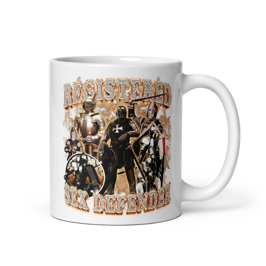 Registered Sex Defender White glossy mug - Orbital Clothing