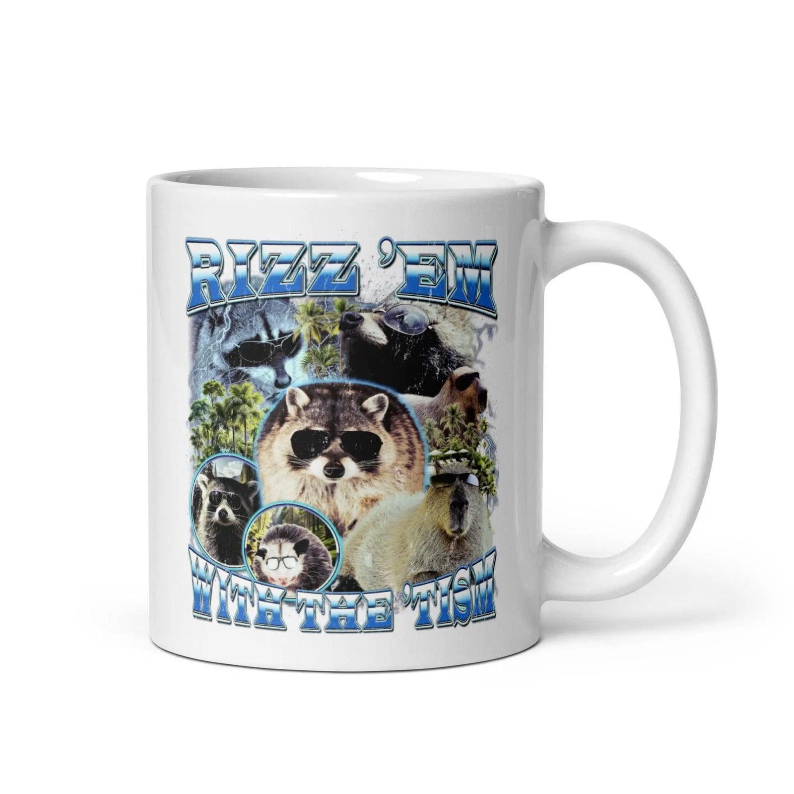 Rizz 'em with the 'tism White glossy mug - Orbital Clothing