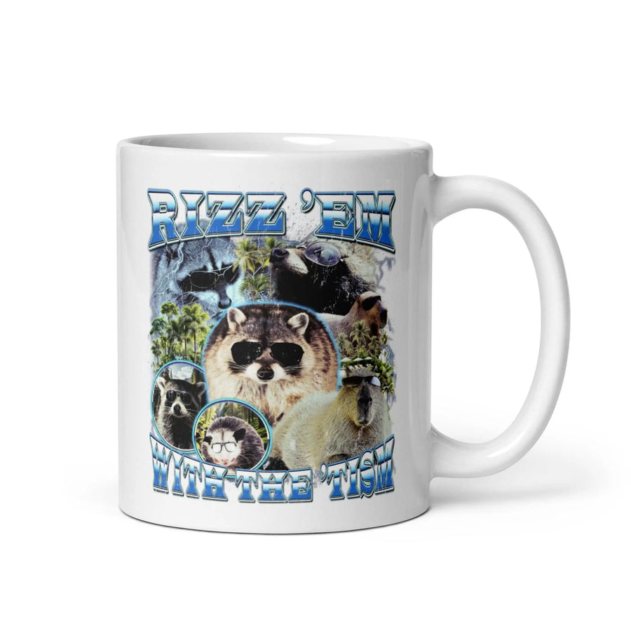 Rizz 'em with the 'tism White glossy mug - Orbital Clothing