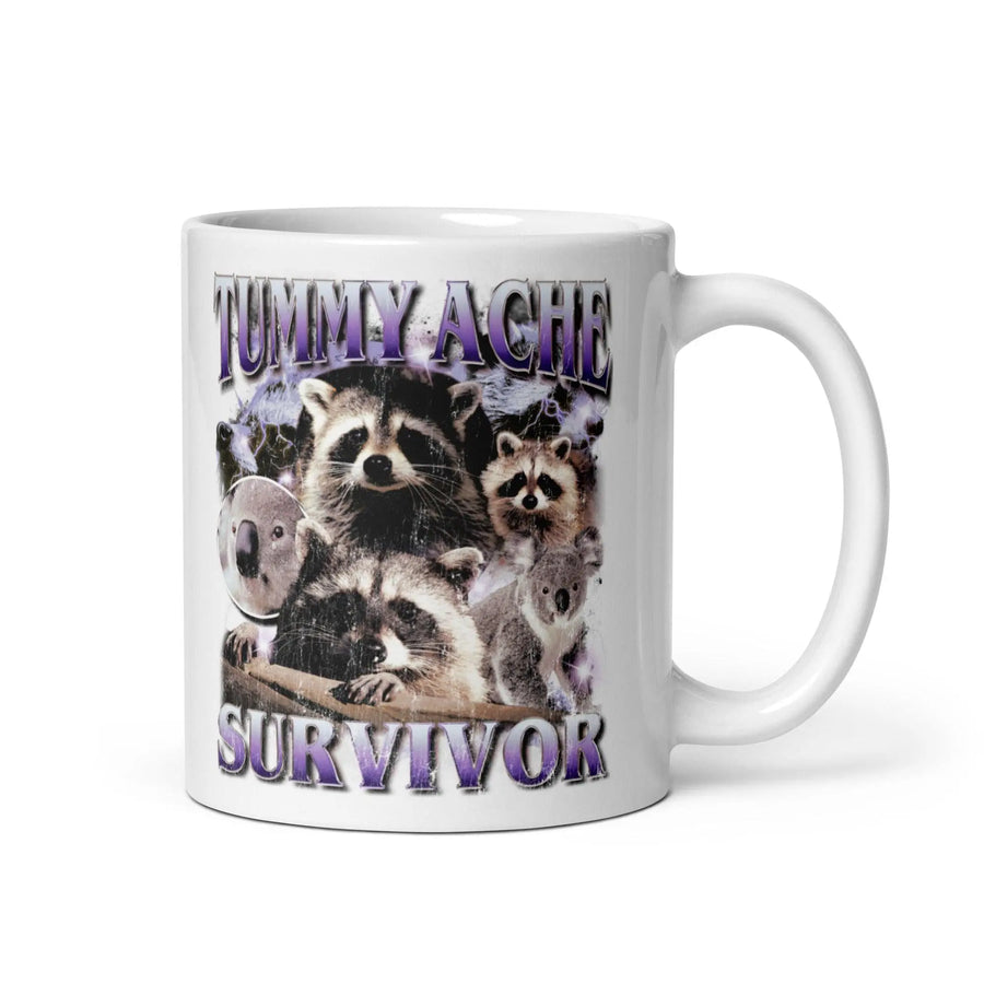 Tummy Ache Survivor White glossy mug - Orbital Clothing