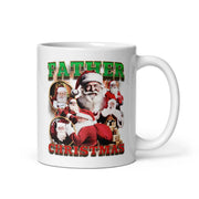 Vintage-Tasse mit Weihnachtsmannmotiv, weiß glänzend