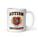 Weißer, glänzender Becher der Autism University