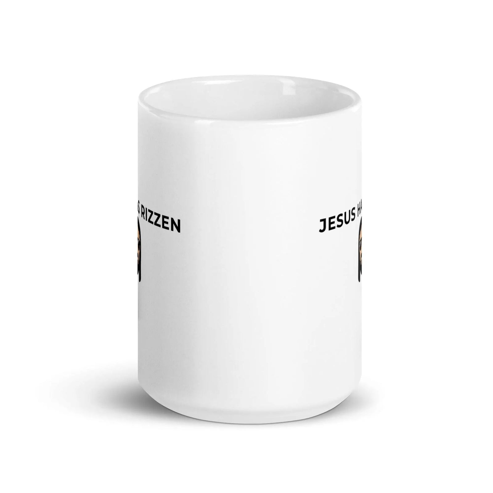 Jesus has Rizzen White glossy mug - Orbital Clothing